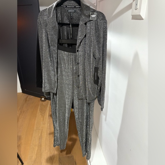 BCBGMaxAzria Shimmering Gray Jumpsuit - Picture 1 of 4
